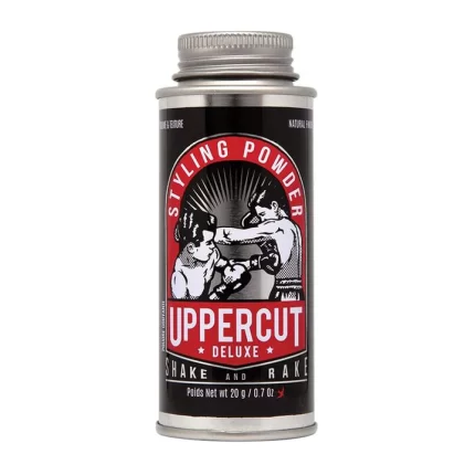 Uppercut Deluxe stylingový pudr na vlasy Stylingový pudr Uppercut Deluxe dodává objem a texturu všem typům a délkám vlasů s přirozeným matným finišem. Tento objemový pudr je opakovaně zpracovatelný, takže je ideálním pudrem pro každodenní styling pánských vlasů